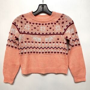 Evsie Girls Sweater Moose with Hearts Girl's Size 9 Pullover Sweater